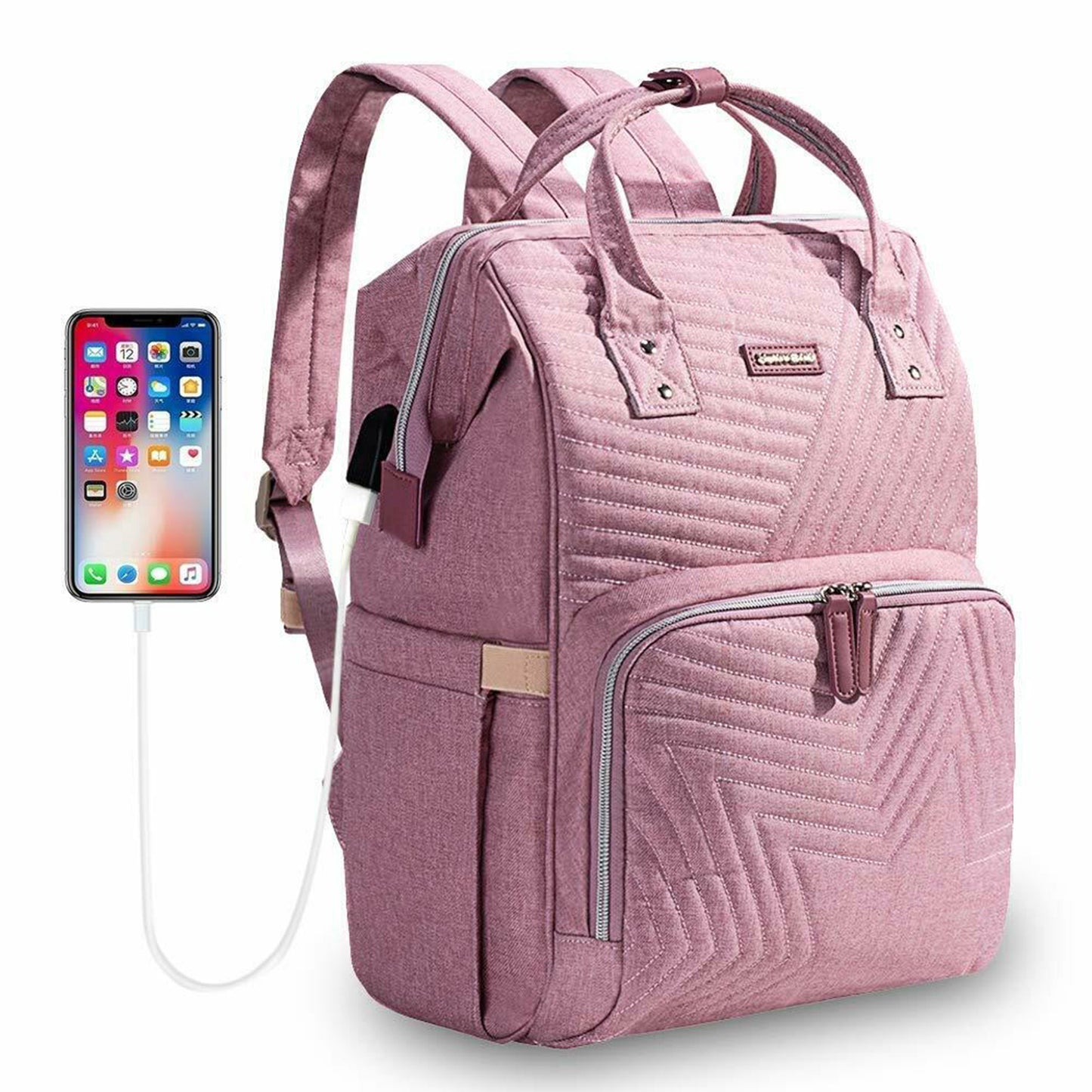 Modern Quilted Diaper Bag Backpack